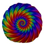 Psychedelic Rainbow Spiral Large 18  Premium Flano Round Cushion 