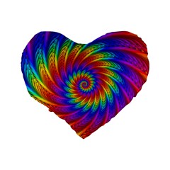 Psychedelic Rainbow Spiral Standard 16  Premium Flano Heart Shape Cushion  from ArtsNow.com Back