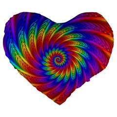 Psychedelic Rainbow Spiral Large 19  Premium Flano Heart Shape Cushion from ArtsNow.com Front