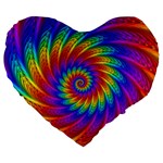 Psychedelic Rainbow Spiral Large 19  Premium Flano Heart Shape Cushion