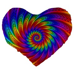 Psychedelic Rainbow Spiral Large 19  Premium Flano Heart Shape Cushion from ArtsNow.com Back