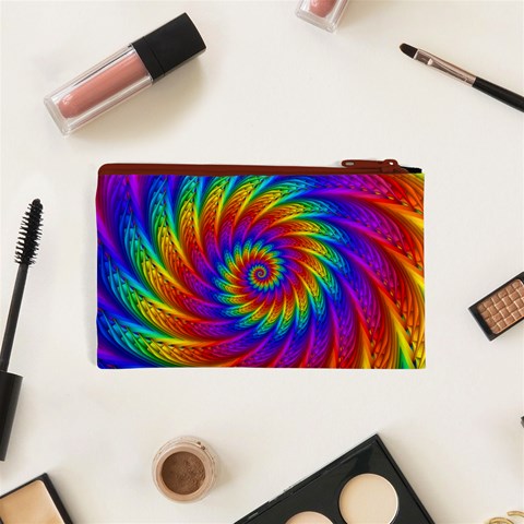 Psychedelic Rainbow Spiral Cosmetic Bag (XS) from ArtsNow.com Back