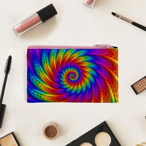 Psychedelic Rainbow Spiral Cosmetic Bag (XS) from ArtsNow.com Back