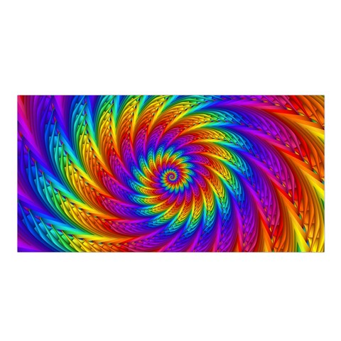 Psychedelic Rainbow Spiral Satin Shawl from ArtsNow.com Front