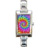 Psychedelic Rainbow Spiral Rectangle Italian Charm Watch