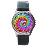 Psychedelic Rainbow Spiral Round Metal Watch