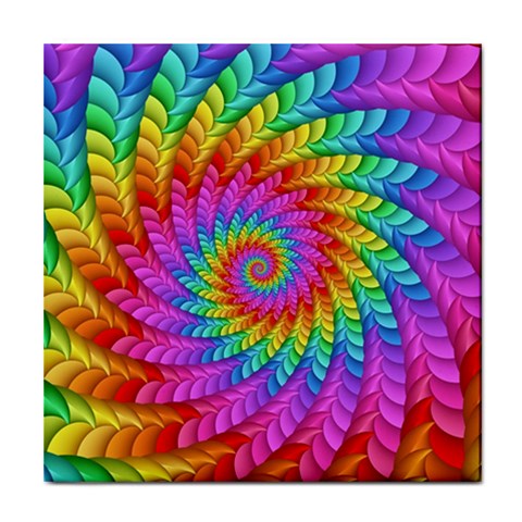 Psychedelic Rainbow Spiral Tile Coaster from ArtsNow.com Front