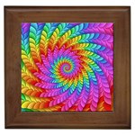 Psychedelic Rainbow Spiral Framed Tile