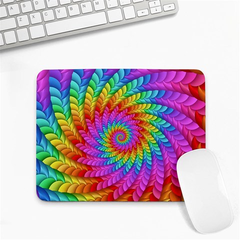 Psychedelic Rainbow Spiral Small Mousepad from ArtsNow.com Front