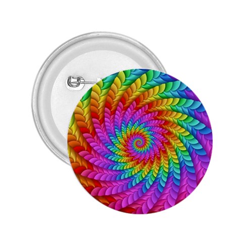 Psychedelic Rainbow Spiral 2.25  Button from ArtsNow.com Front