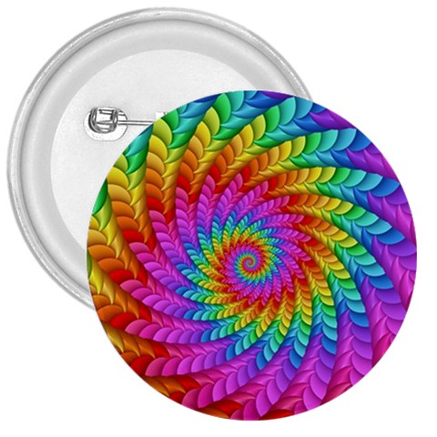 Psychedelic Rainbow Spiral 3  Button from ArtsNow.com Front