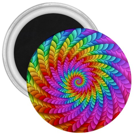 Psychedelic Rainbow Spiral 3  Magnet from ArtsNow.com Front