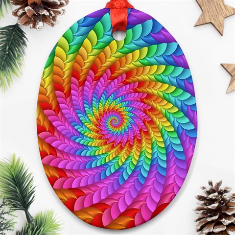 Psychedelic Rainbow Spiral Ornament (Oval) from ArtsNow.com Front