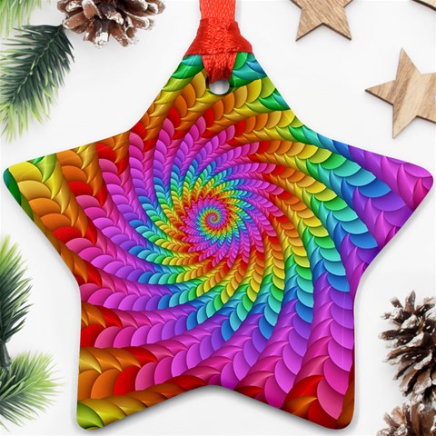 Psychedelic Rainbow Spiral Ornament (Star) from ArtsNow.com Front