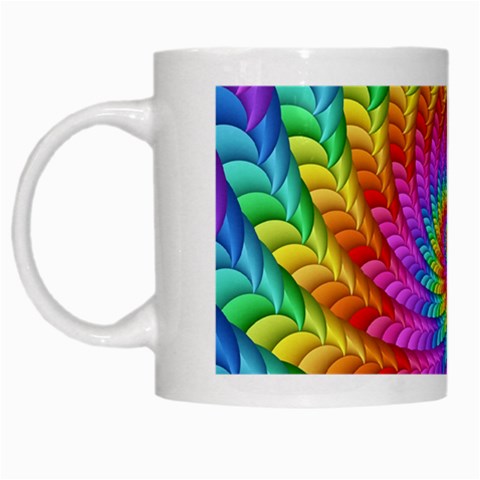 Psychedelic Rainbow Spiral White Mug from ArtsNow.com Left