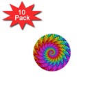 Psychedelic Rainbow Spiral 1  Mini Button (10 pack) 