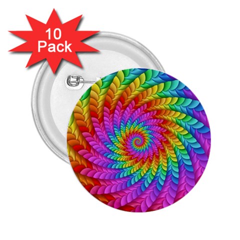 Psychedelic Rainbow Spiral 2.25  Button (10 pack) from ArtsNow.com Front