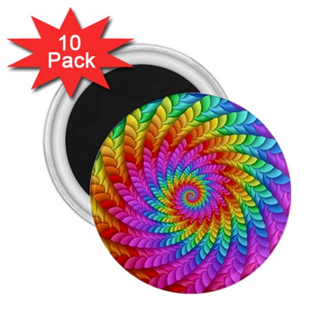 Psychedelic Rainbow Spiral 2.25  Magnet (10 pack) from ArtsNow.com Front