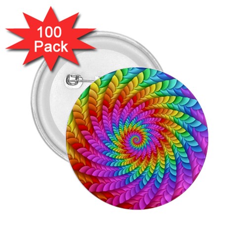 Psychedelic Rainbow Spiral 2.25  Button (100 pack) from ArtsNow.com Front