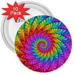 Psychedelic Rainbow Spiral 3  Button (10 pack)