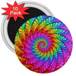 Psychedelic Rainbow Spiral 3  Magnet (10 pack)