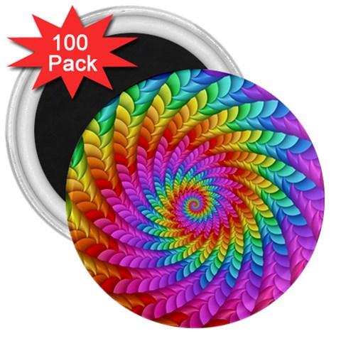 Psychedelic Rainbow Spiral 3  Magnet (100 pack) from ArtsNow.com Front