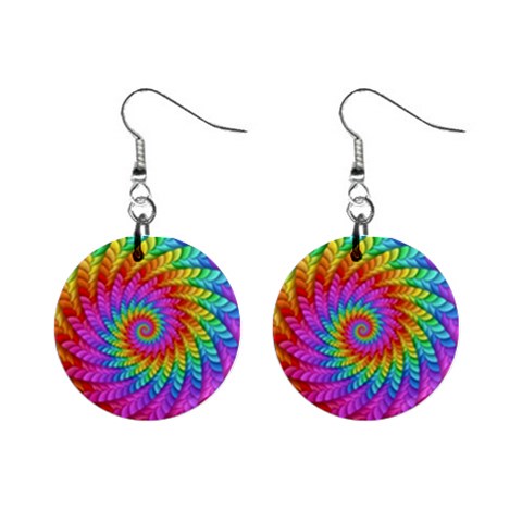 Psychedelic Rainbow Spiral 1  Button Earrings from ArtsNow.com Front