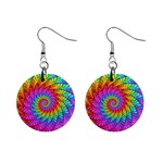 Psychedelic Rainbow Spiral 1  Button Earrings