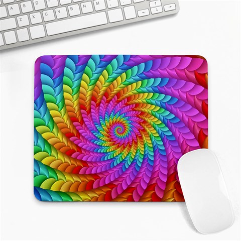 Psychedelic Rainbow Spiral Large Mousepad from ArtsNow.com Front