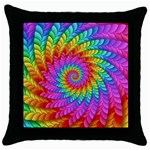 Psychedelic Rainbow Spiral Throw Pillow Case (Black)