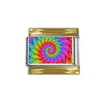 Psychedelic Rainbow Spiral Gold Trim Italian Charm (9mm)