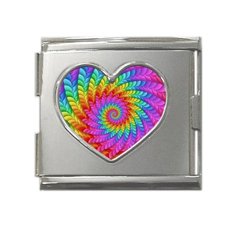 Psychedelic Rainbow Spiral Mega Link Heart Italian Charm (18mm) from ArtsNow.com Front