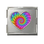 Psychedelic Rainbow Spiral Mega Link Heart Italian Charm (18mm)