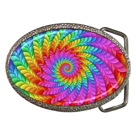 Psychedelic Rainbow Spiral Belt Buckle from ArtsNow.com Front