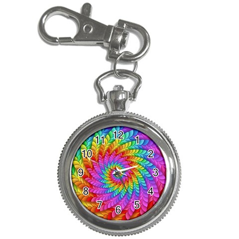 Psychedelic Rainbow Spiral Key Chain Watch from ArtsNow.com Front