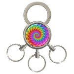 Psychedelic Rainbow Spiral 3-Ring Key Chain