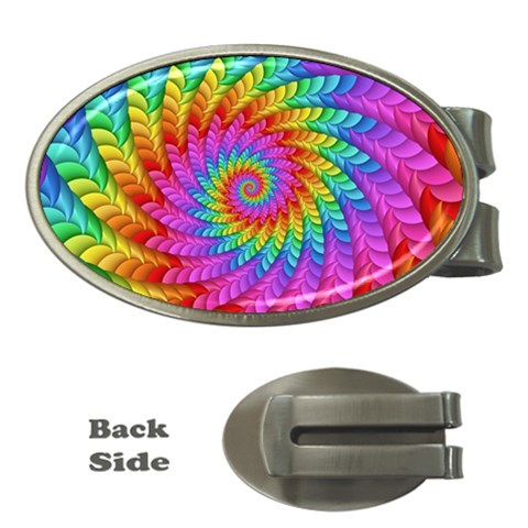 Psychedelic Rainbow Spiral Money Clip (Oval) from ArtsNow.com Front