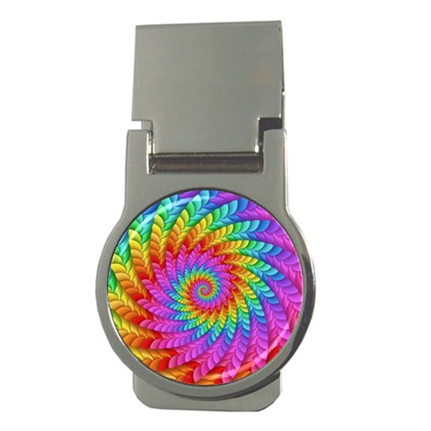 Psychedelic Rainbow Spiral Money Clip (Round) from ArtsNow.com Front