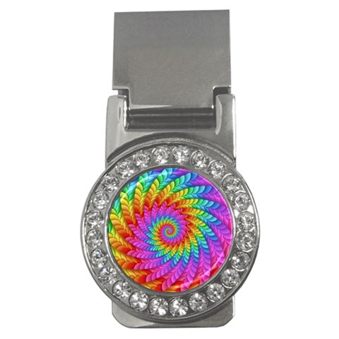 Psychedelic Rainbow Spiral Money Clip (CZ) from ArtsNow.com Front