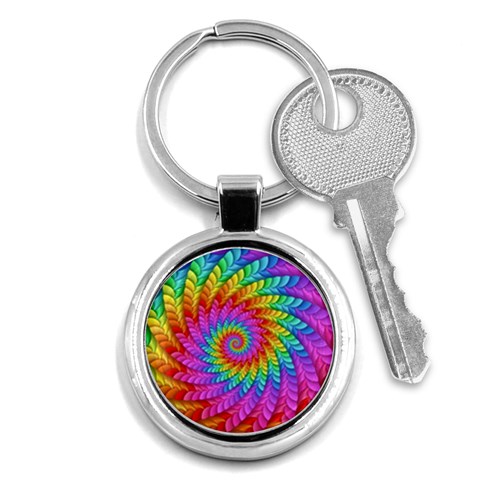 Psychedelic Rainbow Spiral Key Chain (Round) from ArtsNow.com Front