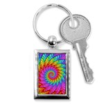 Psychedelic Rainbow Spiral Key Chain (Rectangle)