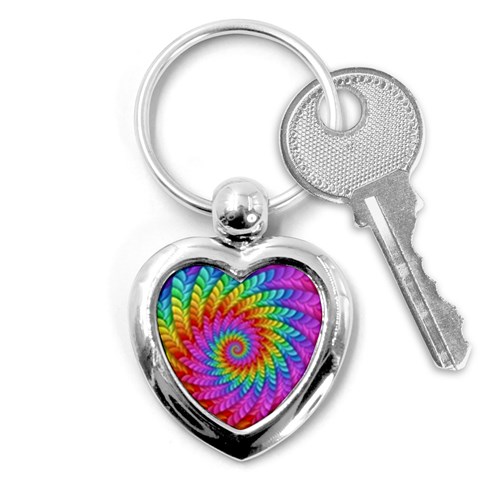 Psychedelic Rainbow Spiral Key Chain (Heart) from ArtsNow.com Front