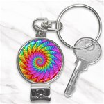 Psychedelic Rainbow Spiral Nail Clippers Key Chain