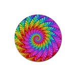 Psychedelic Rainbow Spiral Rubber Round Coaster (4 pack)