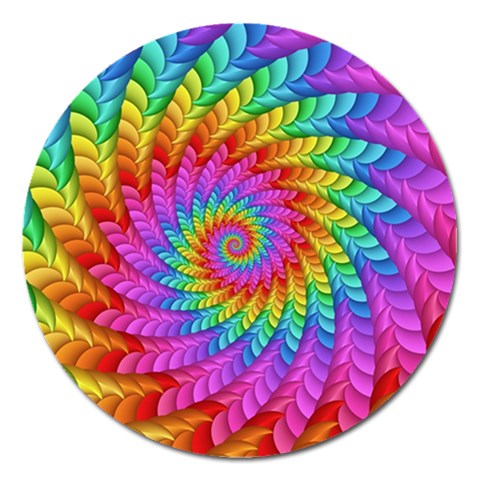 Psychedelic Rainbow Spiral Magnet 5  (Round) from ArtsNow.com Front