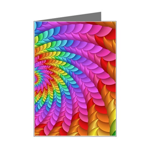 Psychedelic Rainbow Spiral Mini Greeting Card from ArtsNow.com Left