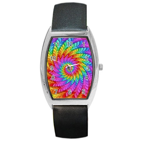 Psychedelic Rainbow Spiral Barrel Style Metal Watch from ArtsNow.com Front