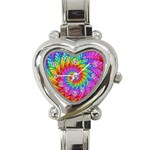 Psychedelic Rainbow Spiral Heart Italian Charm Watch