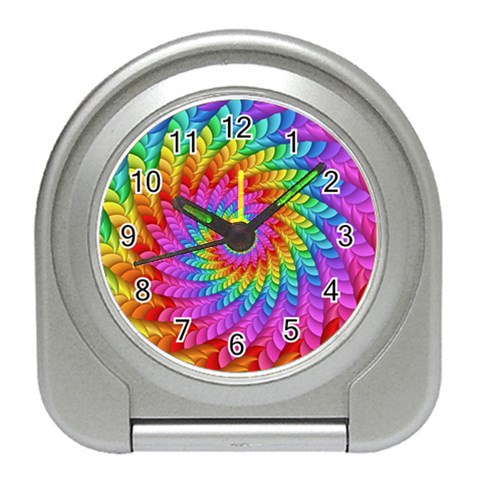 Psychedelic Rainbow Spiral Travel Alarm Clock from ArtsNow.com Front