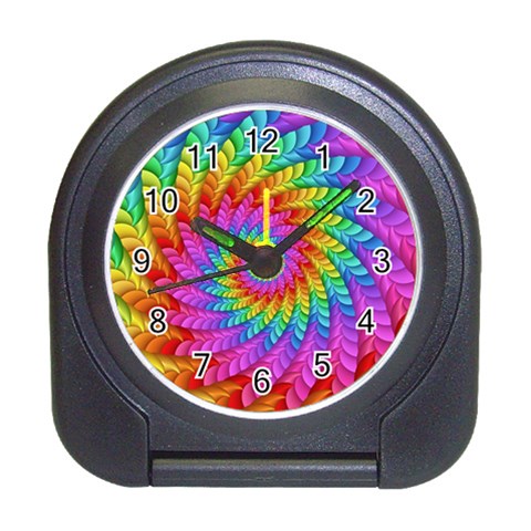 Psychedelic Rainbow Spiral Travel Alarm Clock from ArtsNow.com Front